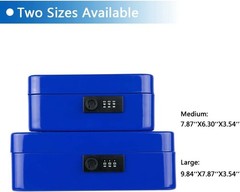 Water-Resistant Metal Cash Storage Box with Combination Lock, 7.87″ Compact Size