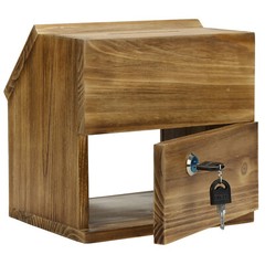 Rustic Burnt Solid Wood Suggestion Donation Ballot Box w/Chalkboard Label & Lock