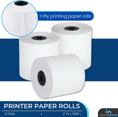 Cash Register and Point of Service Printer Paper 3 Inch X 128 Foot, 10 Rolls