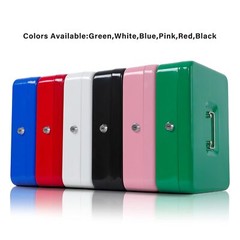 Metal Cash Box Cash Box with Money Tray and Key Lock Storage Box Blue4 Bill /…