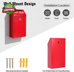 Locking Cash Box with Slo Metal Money Donation Box with Lock and 4 Keys Wall