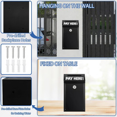Metal Wall-Mounted Donation Box with Lock, Cash Deposit Slot for Home, Office &