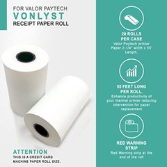 Receipt Paper Roll for Valor Paytech VL 110 and VL 500 Credit Card Machine 20…