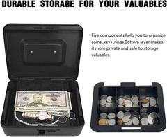 Secure Steel Cash Box with Combination Lock and Removable Tray – Metal Money …