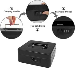 Secure Steel Cash Box with Combination Lock and Removable Tray – Metal Money …