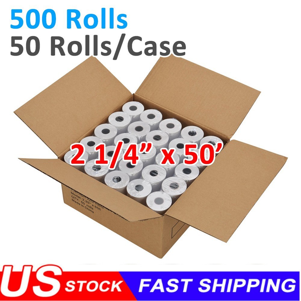 500 Rolls Case 2 1/4″x50′ Credit Card Thermal Paper Cash Register POS Paper Roll