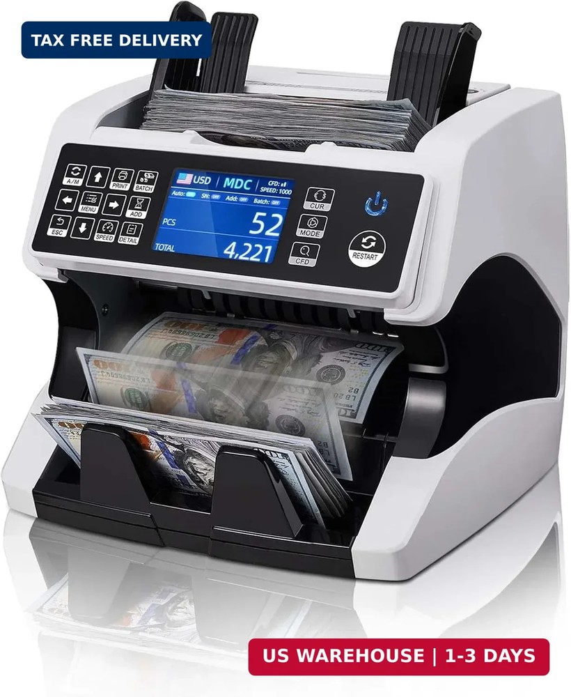 MUNBYN IMC01 Bank Grade Money Counter Machine Mixed Denomination, 2CIS/UV/IR/MG/