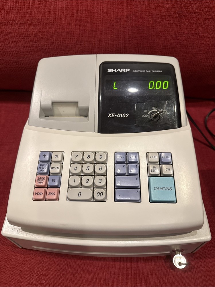 Sharp XE-A102 Cash Register Powers On Keys Included Drawer Doesn’t Open