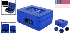 Water-Resistant Metal Cash Storage Box with Combination Lock, 7.87″ Compact Size