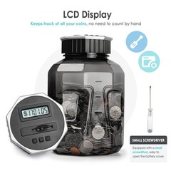 Digital Coin Counting Piggy Bank X-Large 2.4L Capacity with LCD Counter Jar