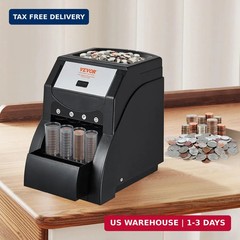 VEVOR Coin Sorter, Coin Sorter and Wrapper Machine with 4 Larger Coin Tubes, Sor