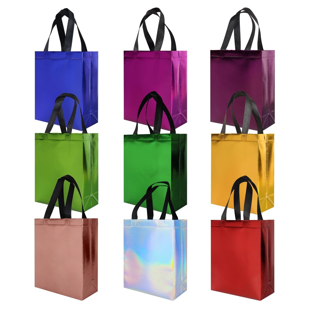 cabzymx 18 Pcs Multicolor Small Gift Bags Bulk, 8 x 3.9 x 9.8 In Glossy Non-w…