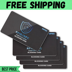 RFID Blocking Card – NFC Contactless Credit Debit Card Protector (5 Pack)