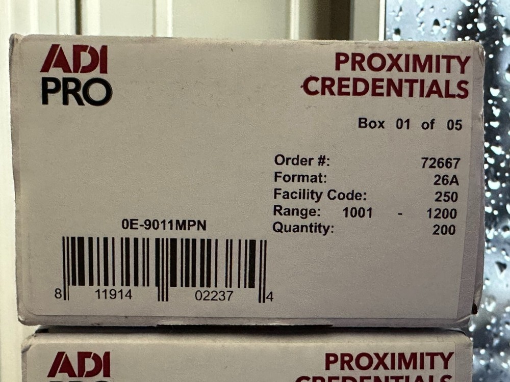 ADI PRO PROXIMITY CREDENTIALS OE-9011MPN ***NEW*** Packs of 200