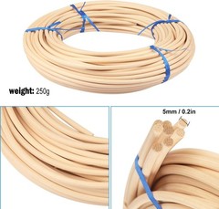 2 Rolls # 8 Spline, 66 Ft Each Roll Reed Spline, Diameter 0.2 In（5Mm）Natural Can