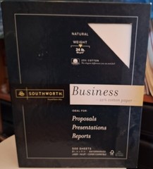 Southworth 25% Cotton Natural color Business Paper, 24 lb Bond, 8.5×11, 500/Ream