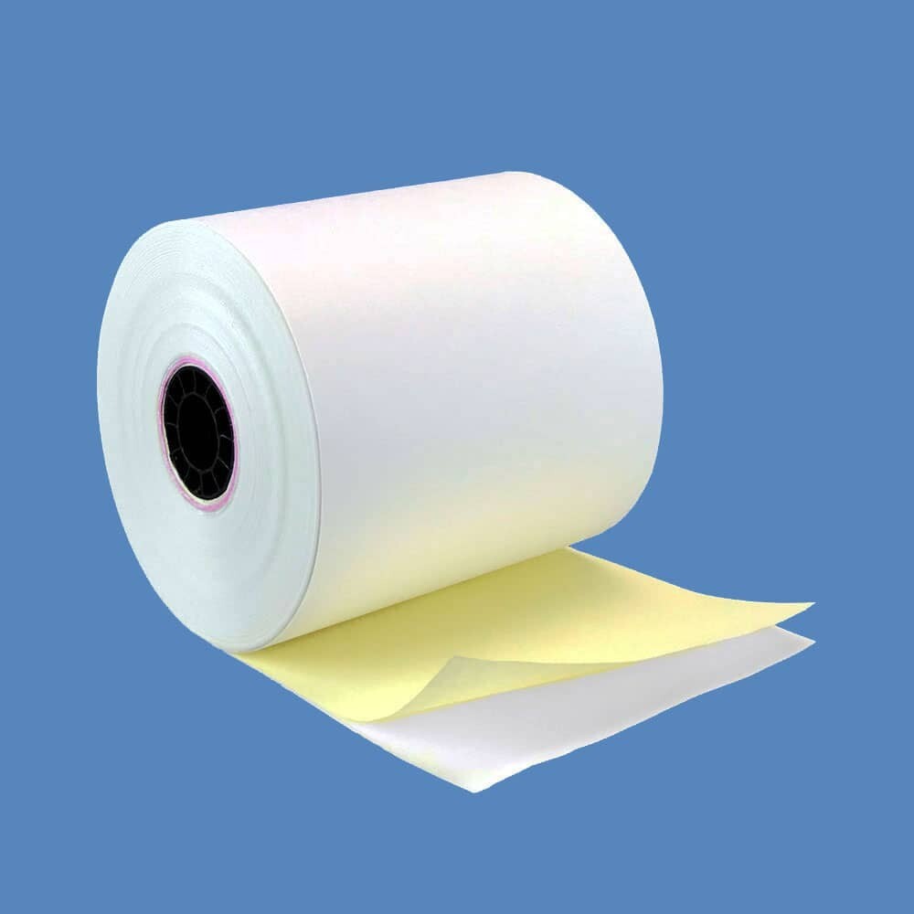 2 PLY YELLOW / WHITE PAPER ROLLS FOR KITCHEN PRINTER ( 3′ x 90″ )