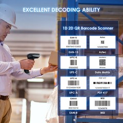 Eyoyo 2D QR Wireless Barcode Scanner 2500mAh Handheld Cordless USB Wired Reader