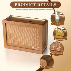 10000 Savings Challenge Box, Cash Vault Wooden Savings Box 10000, Kakeibo Money