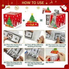 4 Pack Christmas Money Box for Cash Gift Pull,Christmas Tree & Snowman & Sant…