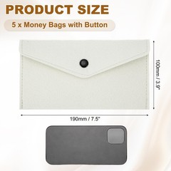5Pcs Felt Money Bag, Felt Cellphone Sleeve Case Pouch Cash Bag, Beige