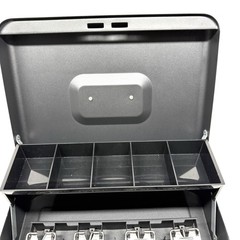 Large Cash Box with Money Tray and Lock, Metal Money Box for Cash, Lockbox