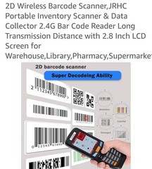2D Wireless Barcode Scanner, JRHC Portable Inventory Scanner & Data Collector