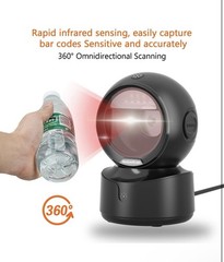 Automatic Omnidirectional Desktop Barcode Scanner, Hands-Free USB Wired QR Ba…