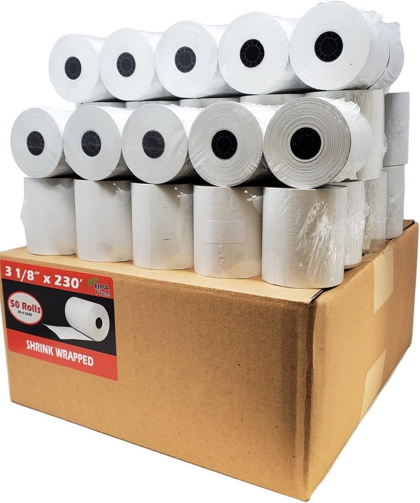 55GSM Shrink Wrap 3 1/8 x230 Feet Clover Station Thermal Paper Rolls 1 CASE 50