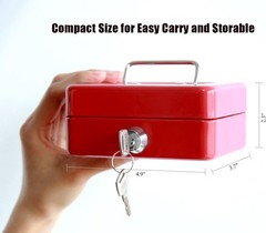 Lightweight Red Metal Coin Bank with Key Control – Safe Storage for Valuables