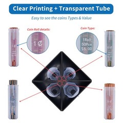 4-in-1 Coin Counter and Sorter Tube Set with Holder,Piggy Bank Penny Nickel D…