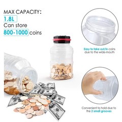 Large Piggy Bank for Adults Kids Digital Coin Counting Bank with 1.8L Capacit…