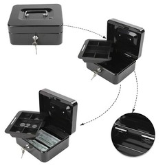 Cash Box with Money Tray,Storage Safe Lock Box with Key,Money Saving Organizer