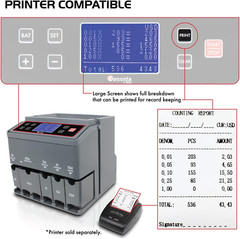 Professional USD Coin Counter, 300 coins/min Coin Counter Sorter with Quickload