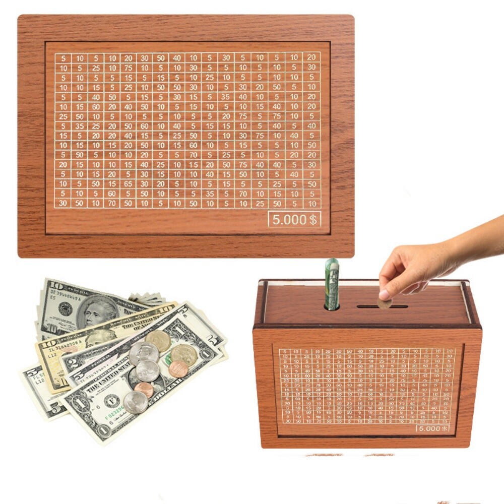 Cash Vault Wooden Savings Box Wooden Cash Saver Money Saving Box With Countdown