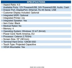 Elo E494164 15-inch (4:3) EloPOS System Celeron 2.70 GHz – 4 GB DDR4 SDRAM