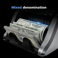 N60 Money Counter Machine Mixed Denominations, Cash Counter with 3.5” HD Dual TF