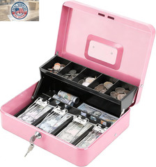Locking Cash Box with Lock, Money Box with Cash Tray,Lock Safe Box with Key, Mon