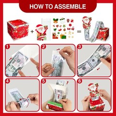 Red Surprise Explosion Christmas Money Box Holder Cash Gift Pull Bags 60 PCS
