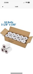 3 1/8” (80mm) x 230′ THERMAL PAPER ROLL,3 1/8”x230′ Thermal paper BPA Free**