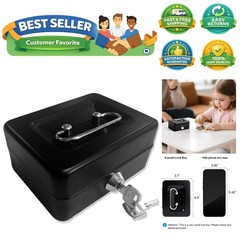 X-Small Cash Box with Lock – Money Saving Box for Cash Coins, Small Lock Box …