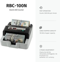 Portable High-Volume Money Counter with Counterfeit Detection – 200 Bill Hopper
