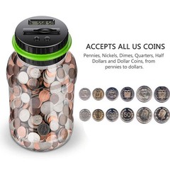 Large Digital Piggy Bank Adults 1.8L Coin Counter Jar LCD Display US Coins