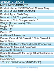 Adesso MRP-13CD-TR 13″ POS Cash Drawer Tray – 4 Bill/5 Coin Compartment(s)
