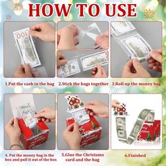 Christmas Money Box for Cash Gift Pull Surprise Money Boxes with Transparent Bag