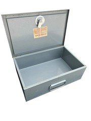Vintage 80’s Steel Safe Cash Deposit Box with Key 12.5x8x4.5in