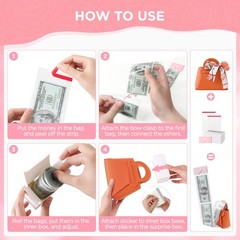 Orange Leather Money Pull Box For Cash With Ribbon And 30 PCS Bags 1 PCS