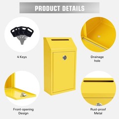 Locking Cash Box with Lock and Slot, Metal Money Donation Box with 4 Keys Wal…