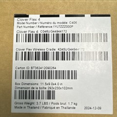 Clover Flex 4 C406 POS Terminal w Wireless Cradle 1YJ7ZZZ000P Locked New Sealed