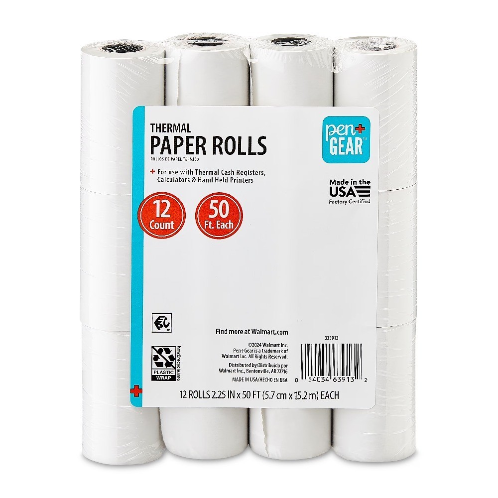 Free Thermal Paper Roll 2 1/4 x 50 Feet 12 Pack for Point of Sale POS
